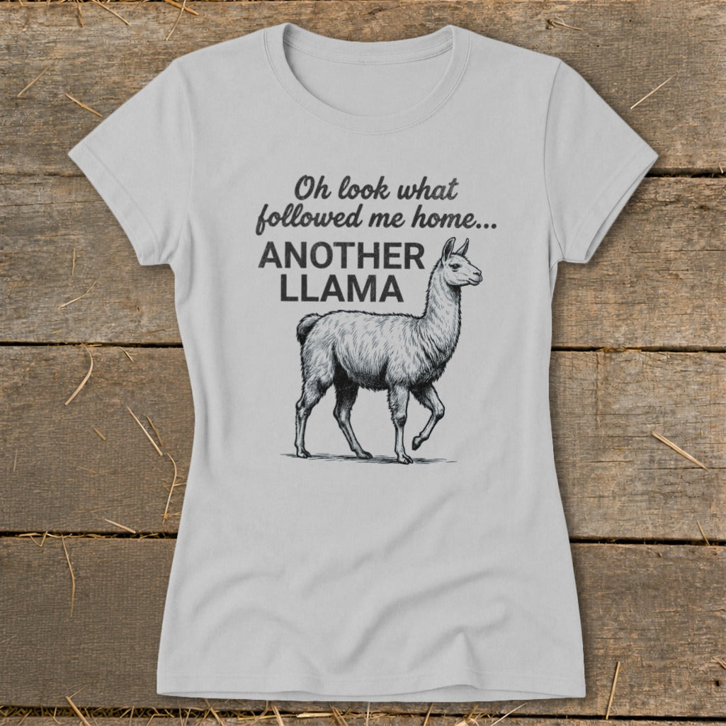 Light grey t-shirt with a llama graphic and "Another Llama" text.