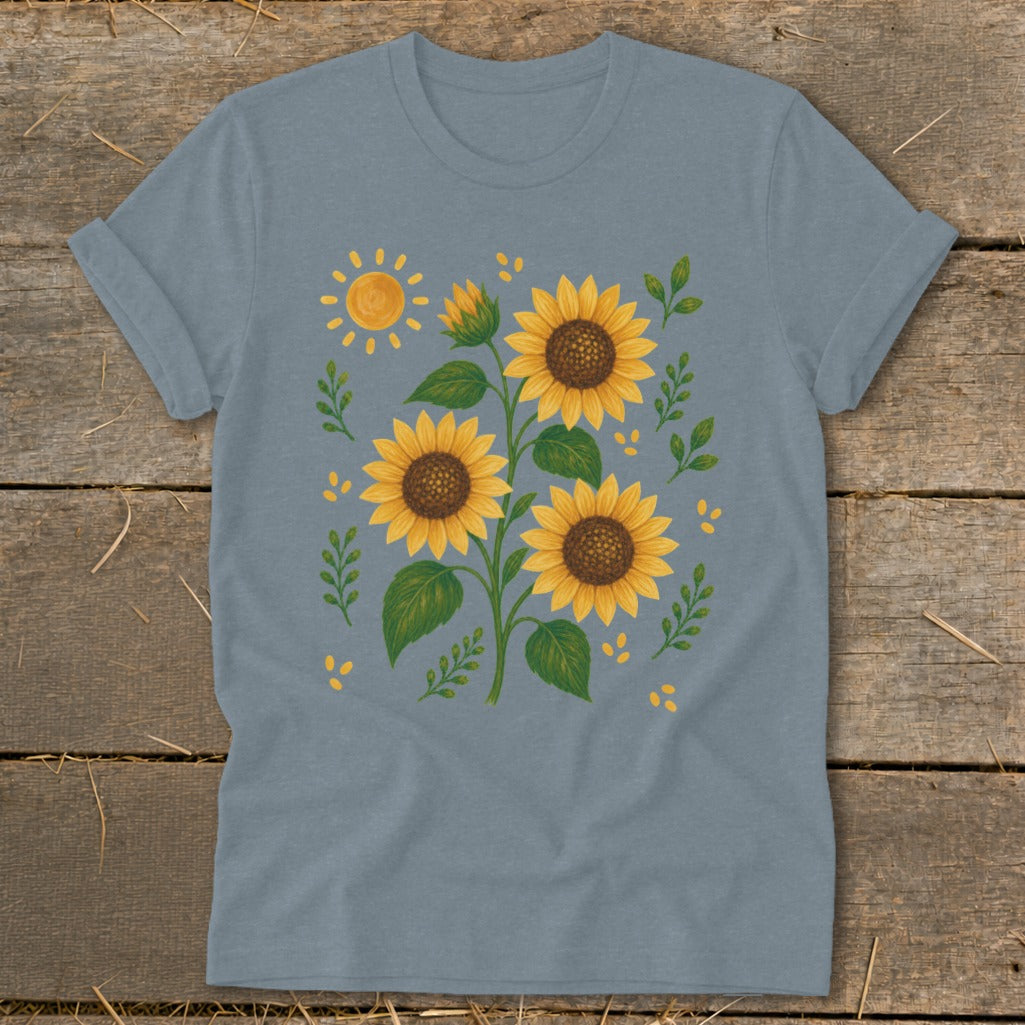 T-shirt with a sunflower and sun design