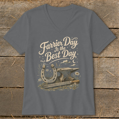 Farrier Day Is the Best Day text with horseshoe, anvil, and file graphic.