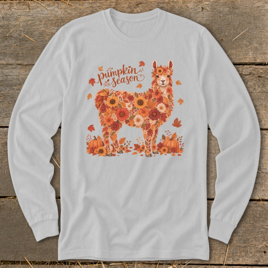 Fall Floral Llama Long Sleeve Tee