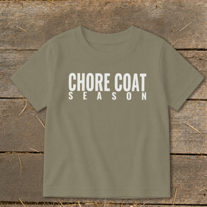 Taupe t-shirt with "CHORE COAT SEASON" text in white.