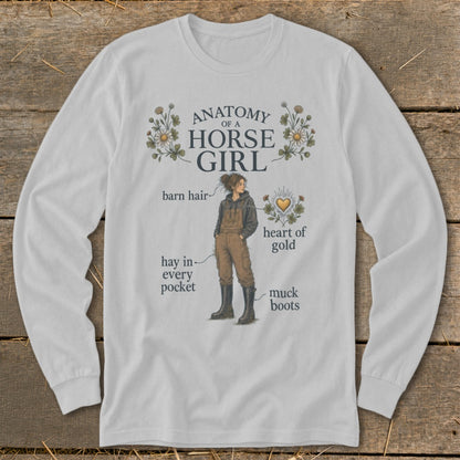 "Anatomy of a Horse Girl" graphic with labeled features and illustration of a girl.