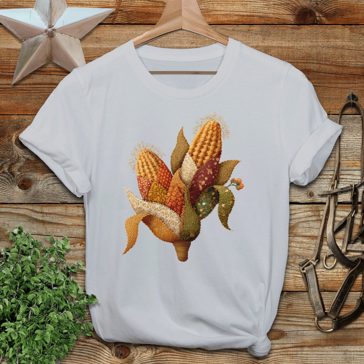 Colorful Autumn Corn Embroidery Design T-shirt product