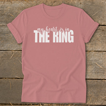 Rose t-shirt with white text reading "my heart is in THE RING".