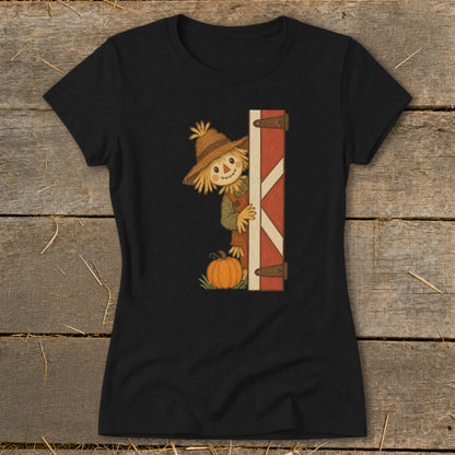 Peeking Scarecrow Ladies Tee