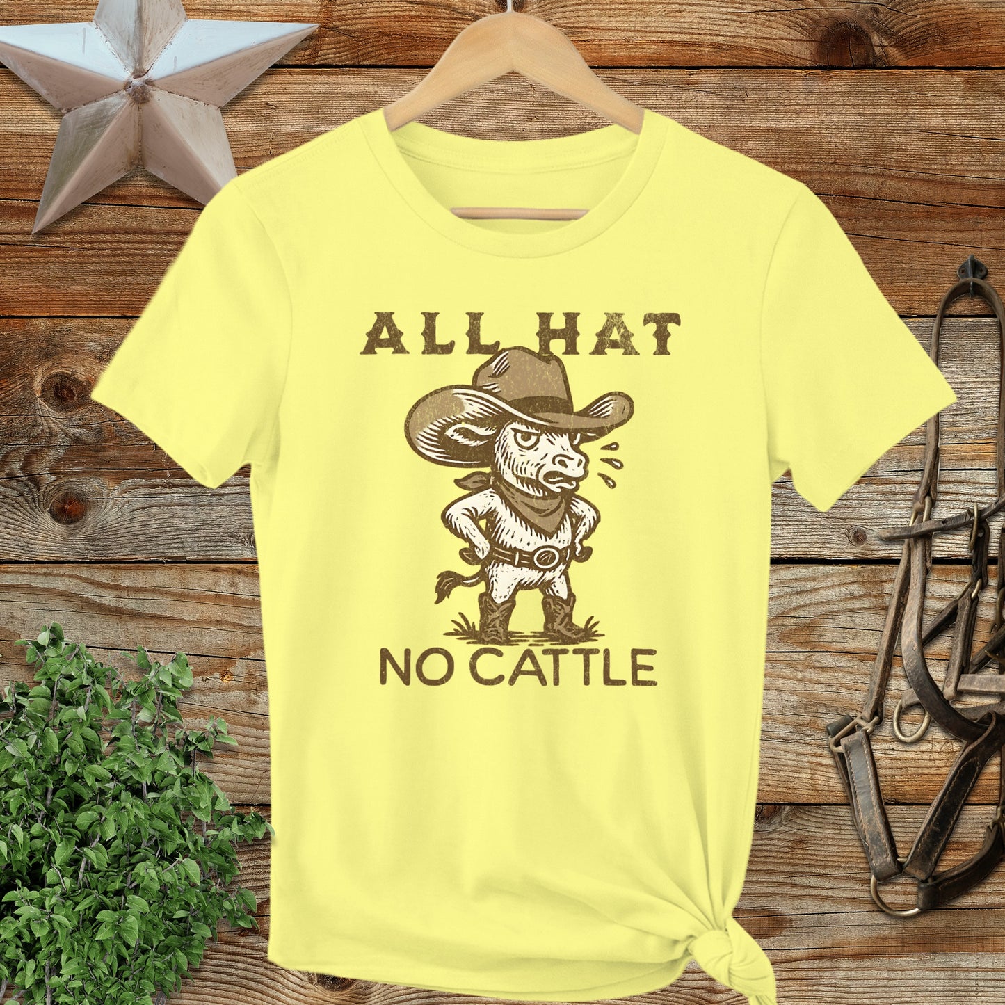 All Hat No Cattle Graphic Tee with Western Design T-Shirt