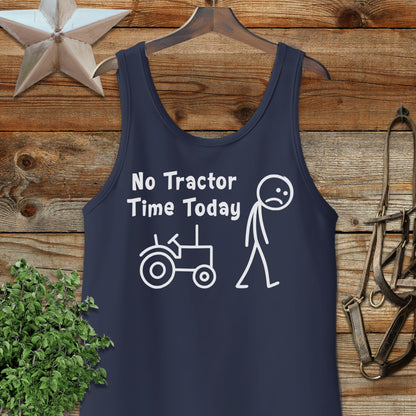No Tractor Time Today Stick Figure Design Tank Top