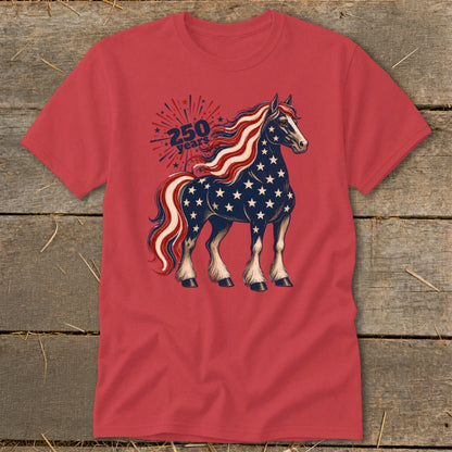 Horse with American flag design and "250 Years" text.
