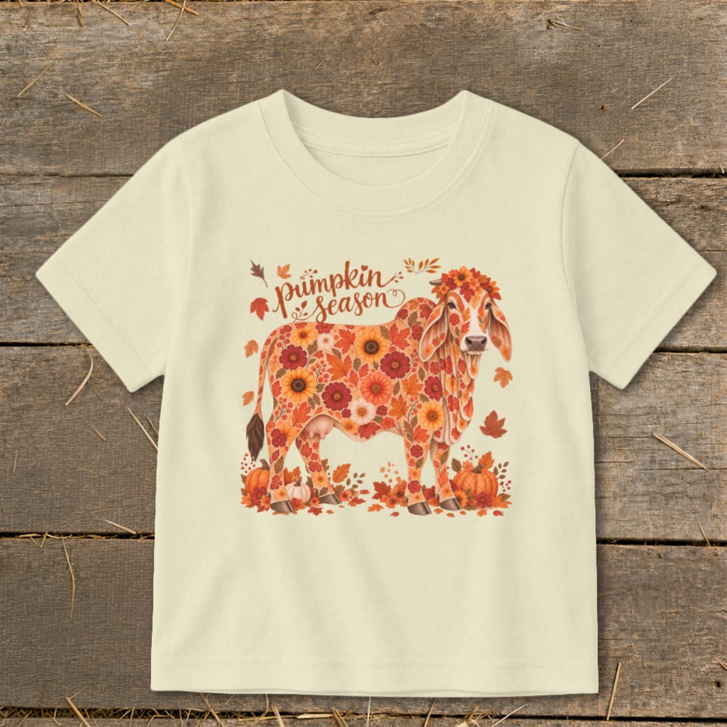 Fall Floral Brahman Cow Toddler Tee