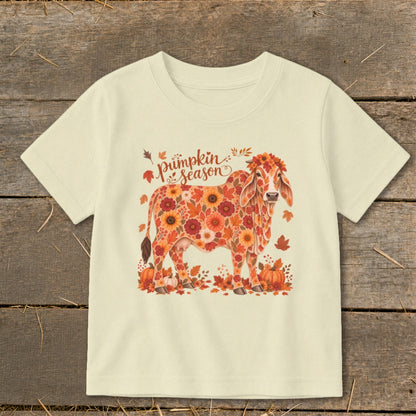 Fall Floral Brahman Cow Toddler Tee