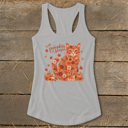 Fall Floral Cat Racerback Tank