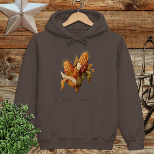 Autumn Corn Design on Dark Brown Hoodie product