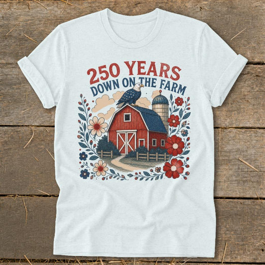 250 years Down on the Farm Softstyle Tee - Heather Ice Blue