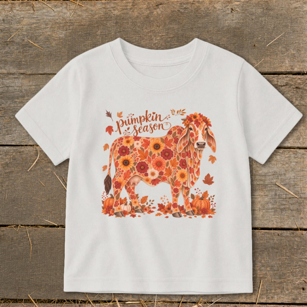 Fall Floral Brahman Cow Toddler Tee