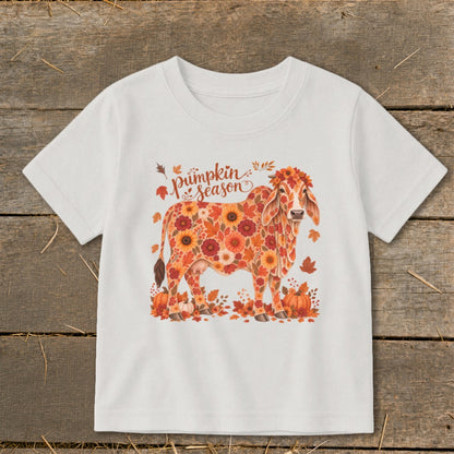 Fall Floral Brahman Cow Toddler Tee