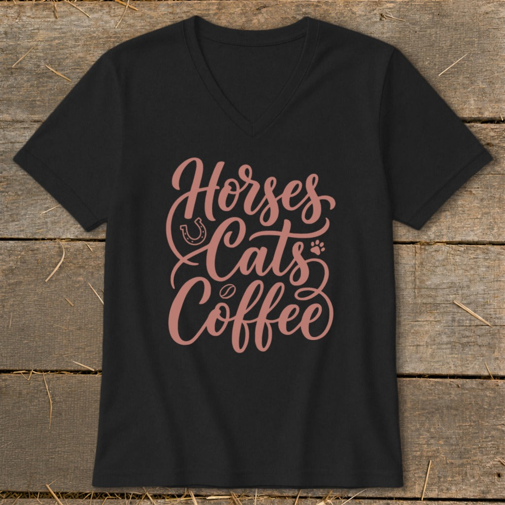 Horses, Cats & Coffee V-neck