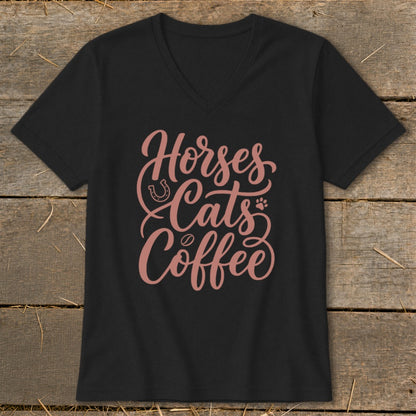 Horses, Cats & Coffee V-neck
