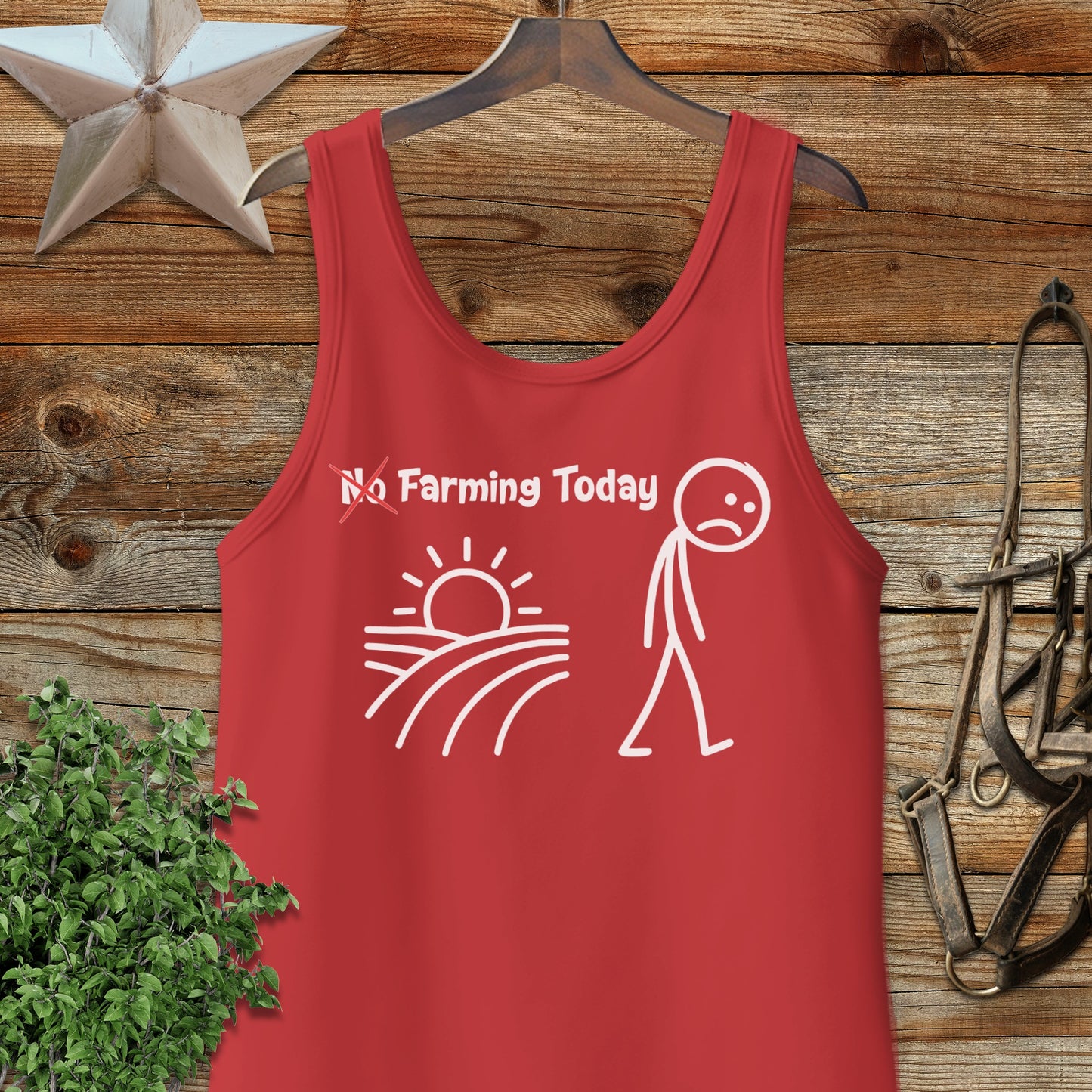 No Farming Today Graphic Red Tank Top