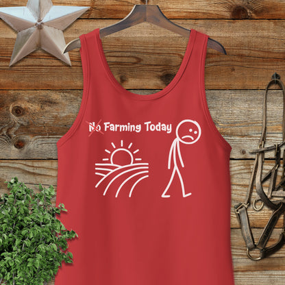 No Farming Today Graphic Red Tank Top