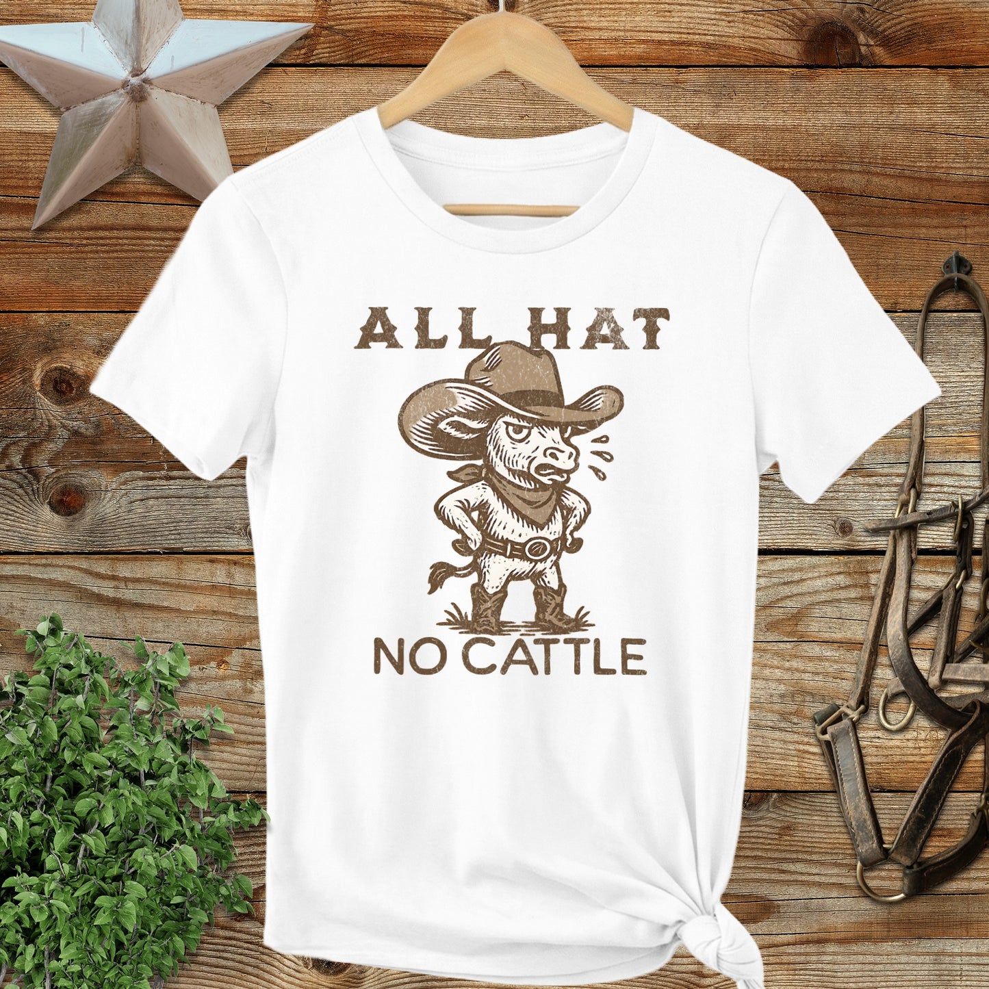 All Hat No Cattle Funny Cowboy T-Shirt