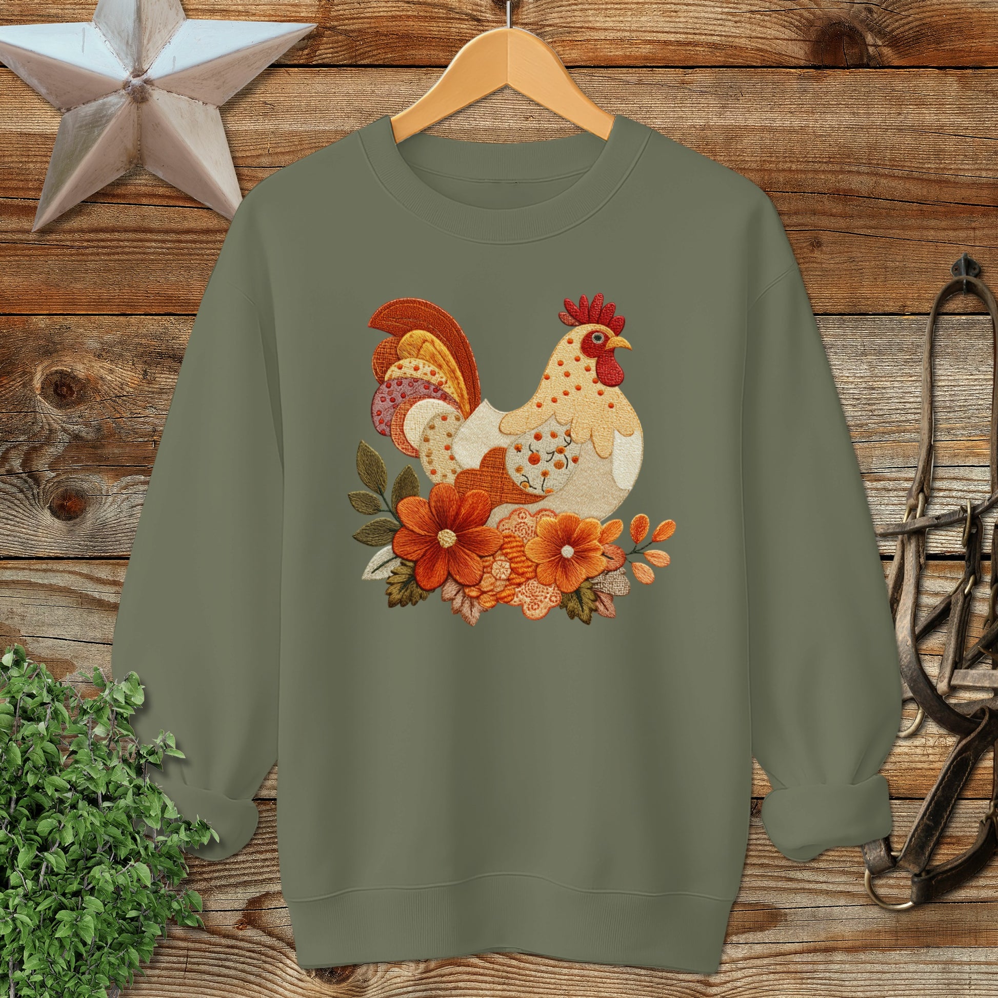 Rooster with Colorful Floral Design Sweater product