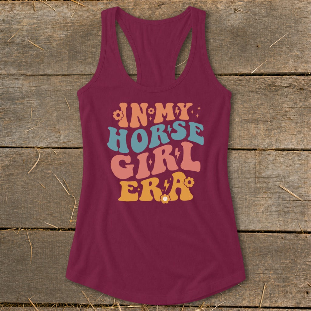 Maroon tank top with retro text "In My Horse Girl Era"