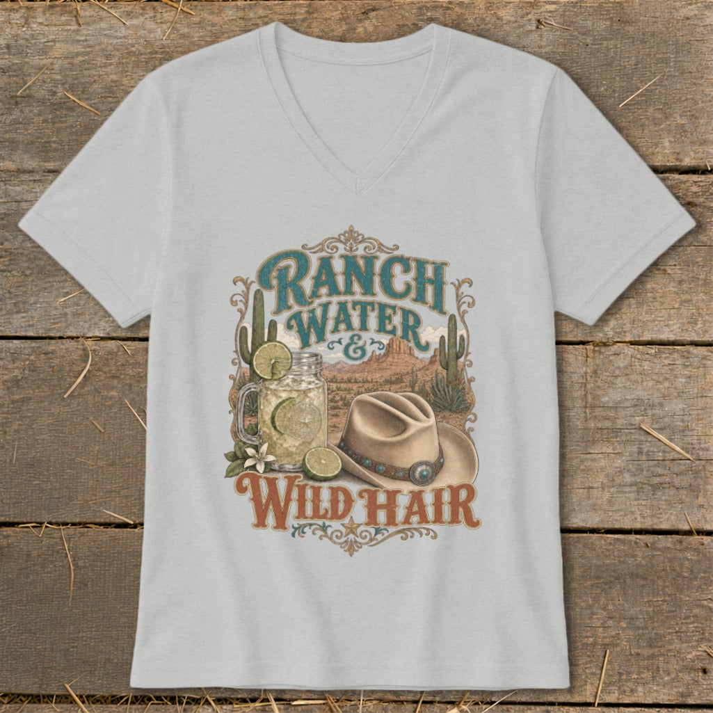 Ranch Water Wild Hair graphic with desert scene, cowboy hat, and drink.