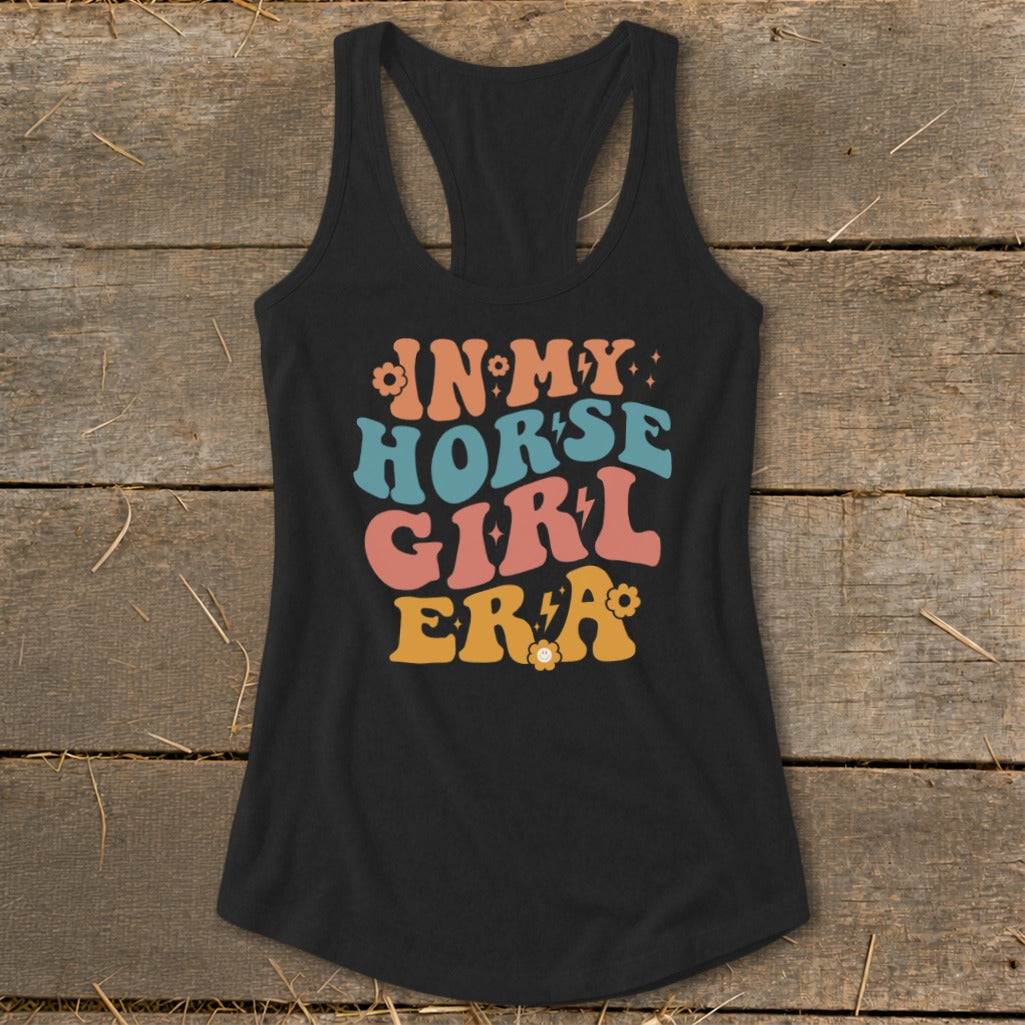 Black tank top with colorful text "In My Horse Girl Era".