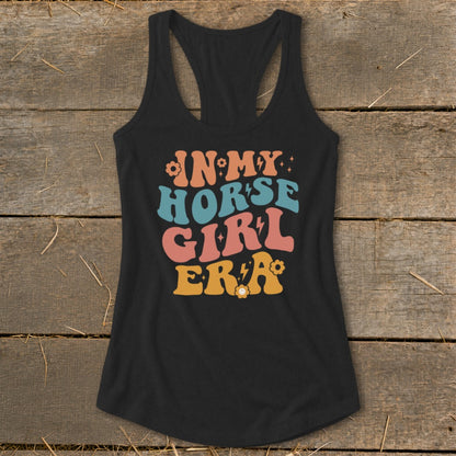 Black tank top with colorful text "In My Horse Girl Era".