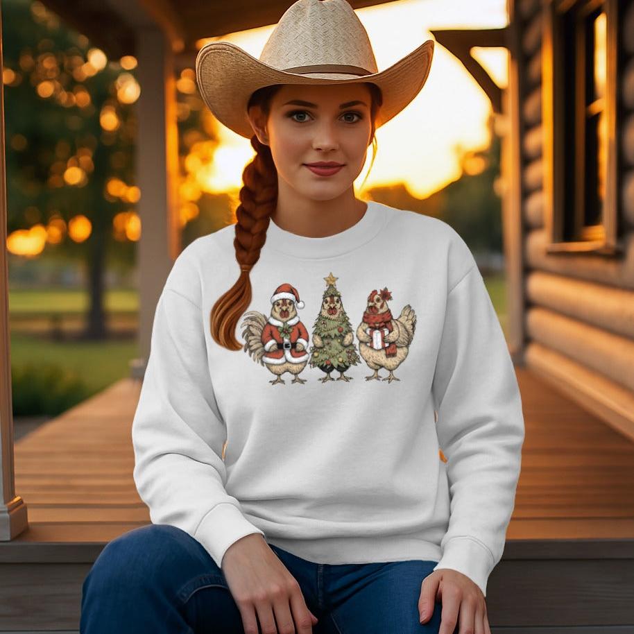3 Chick Christmas Sweatshirt
