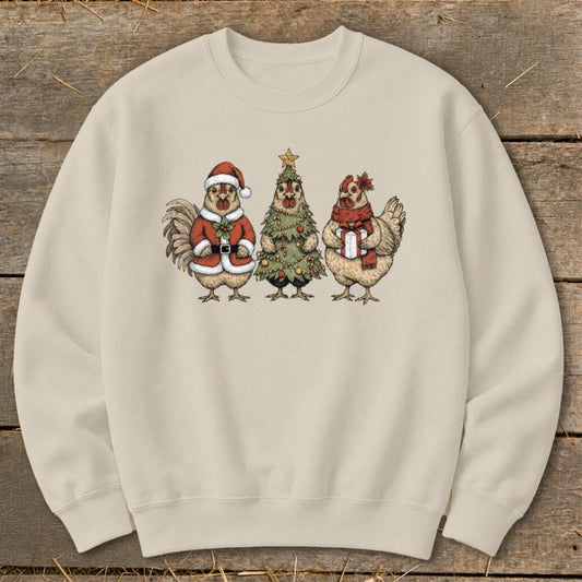 3 Chick Christmas Sweatshirt - Sand