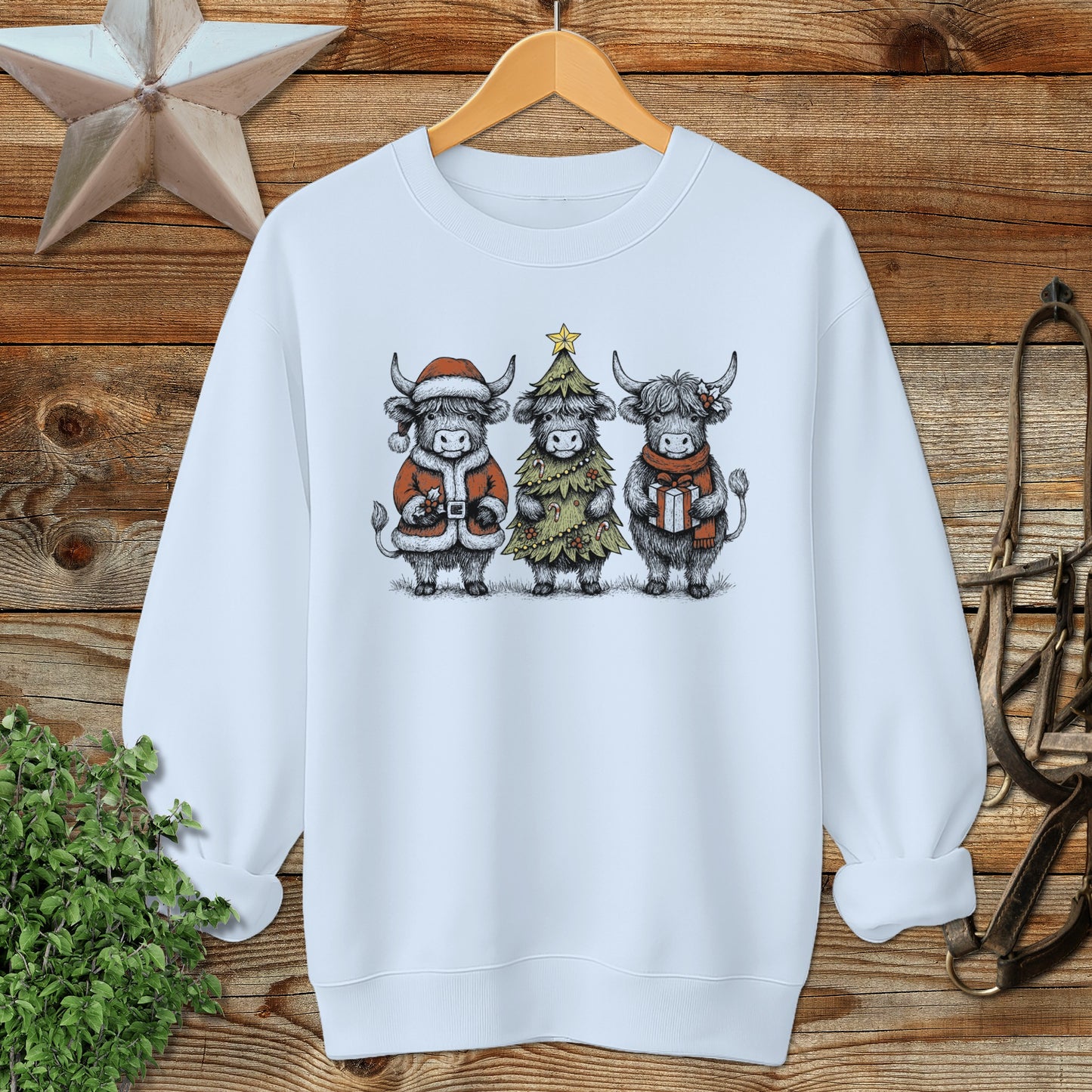 3 Cow Christmas Sweatshirt