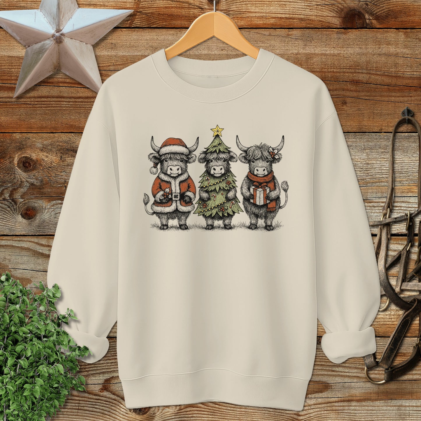 3 Cow Christmas Sweatshirt