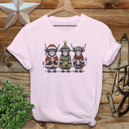 3 Cow Christmas T-shirt