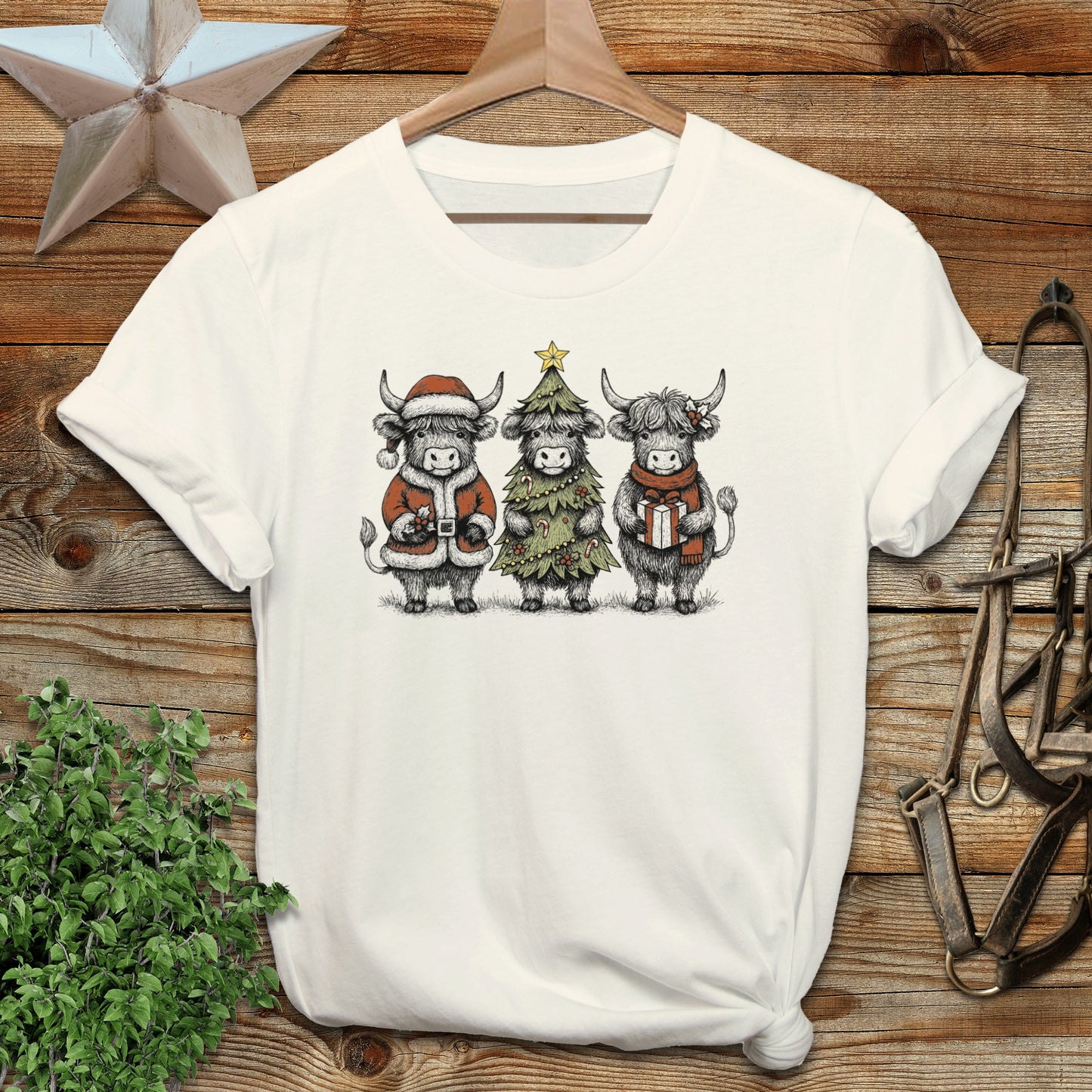 3 Cow Christmas T-shirt