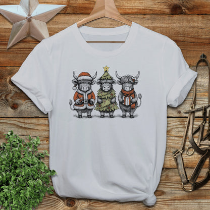 3 Cow Christmas T-shirt