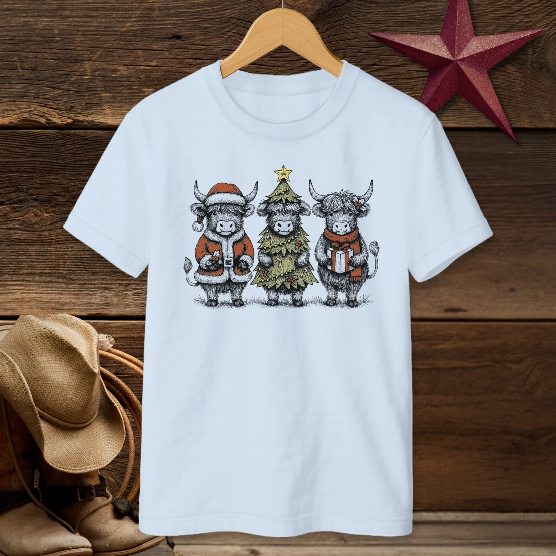 3 Cow Christmas T-Shirt (Youth)
