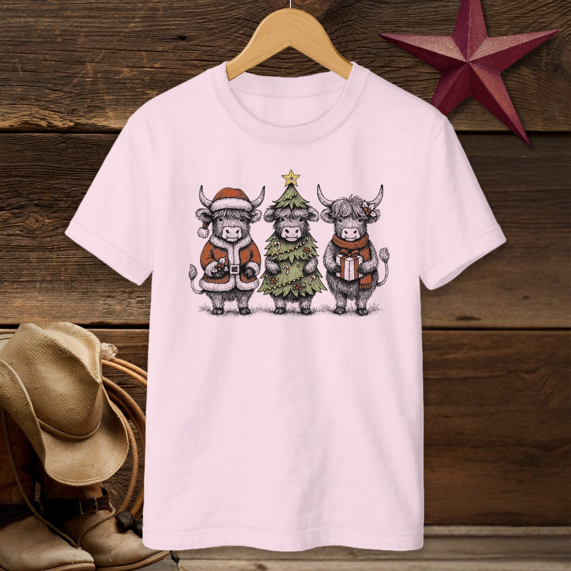3 Cow Christmas T-Shirt (Youth)