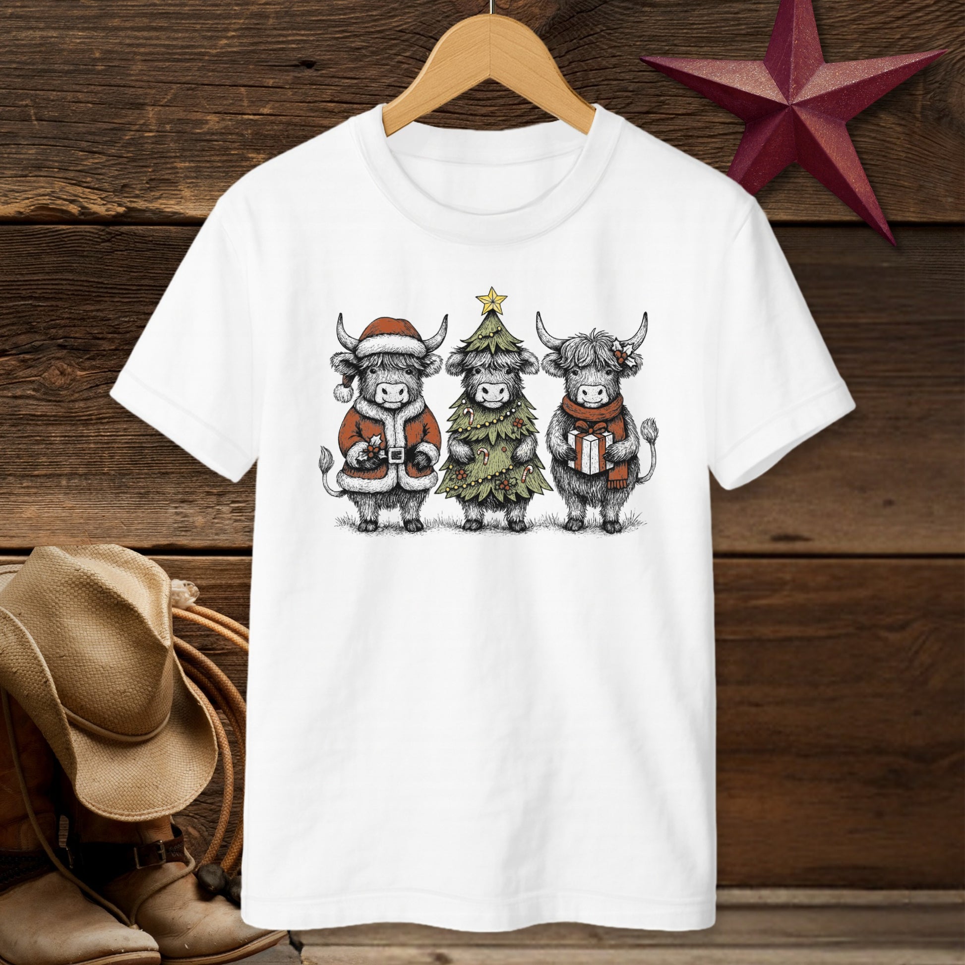 3 Cow Christmas T-Shirt (Youth)