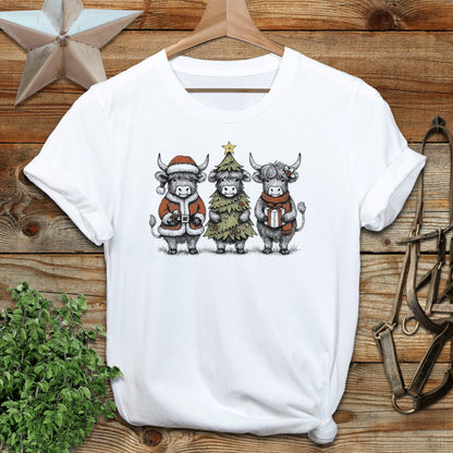 3 Cow Christmas T-shirt