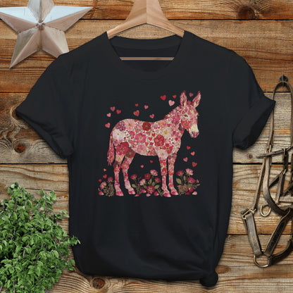 Cute Floral Donkey Heart Design Graphic T-Shirt