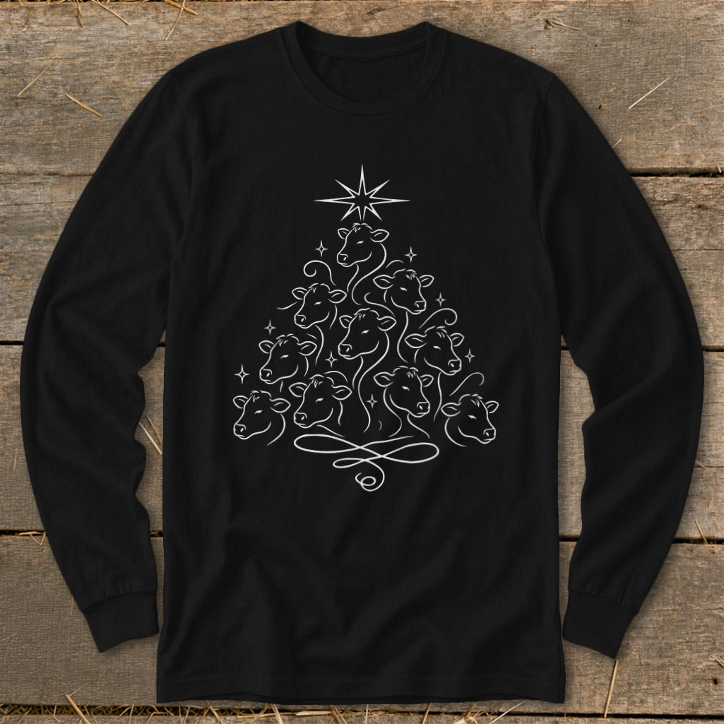 Elegant Cow Tree Long Sleeve Tee