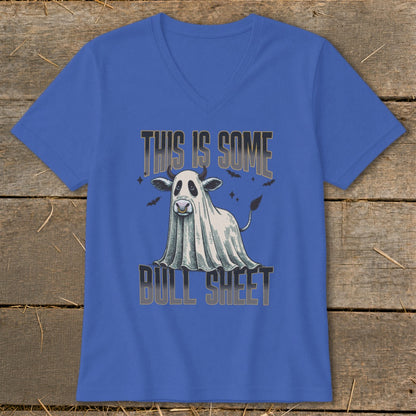 Cow dressed as a ghost with text "THIS IS SOME BULL SHEET"