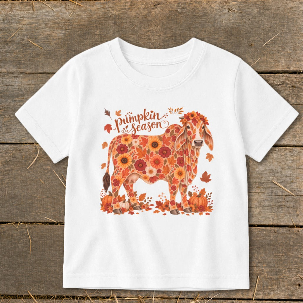 Fall Floral Brahman Cow Toddler Tee