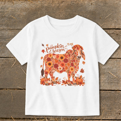 Fall Floral Brahman Cow Toddler Tee