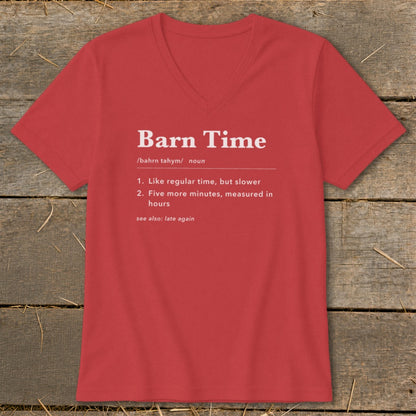 Red t-shirt with "Barn Time" definition: "Like regular time, but slower".