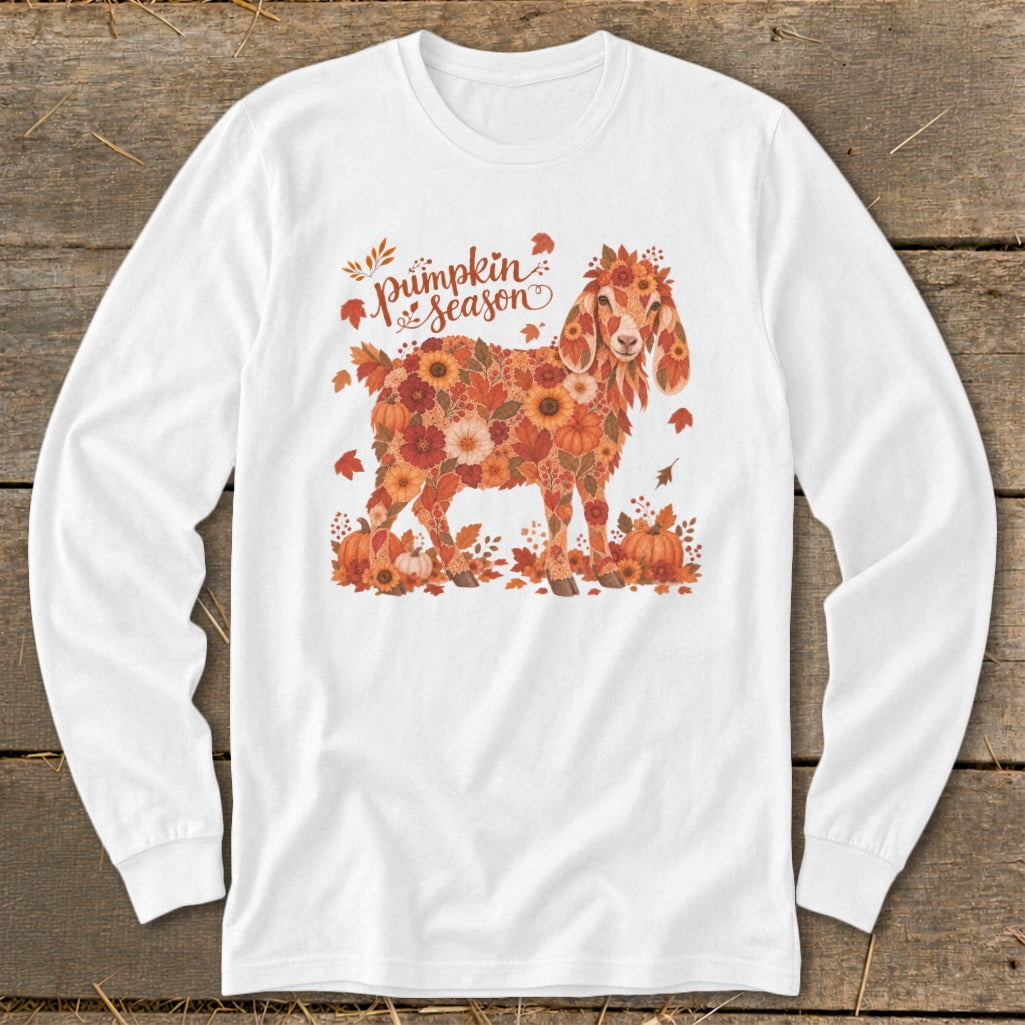 Fall Floral Nubian Goat Long Sleeve Tee