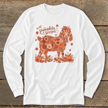 Fall Floral Nubian Goat Long Sleeve Tee