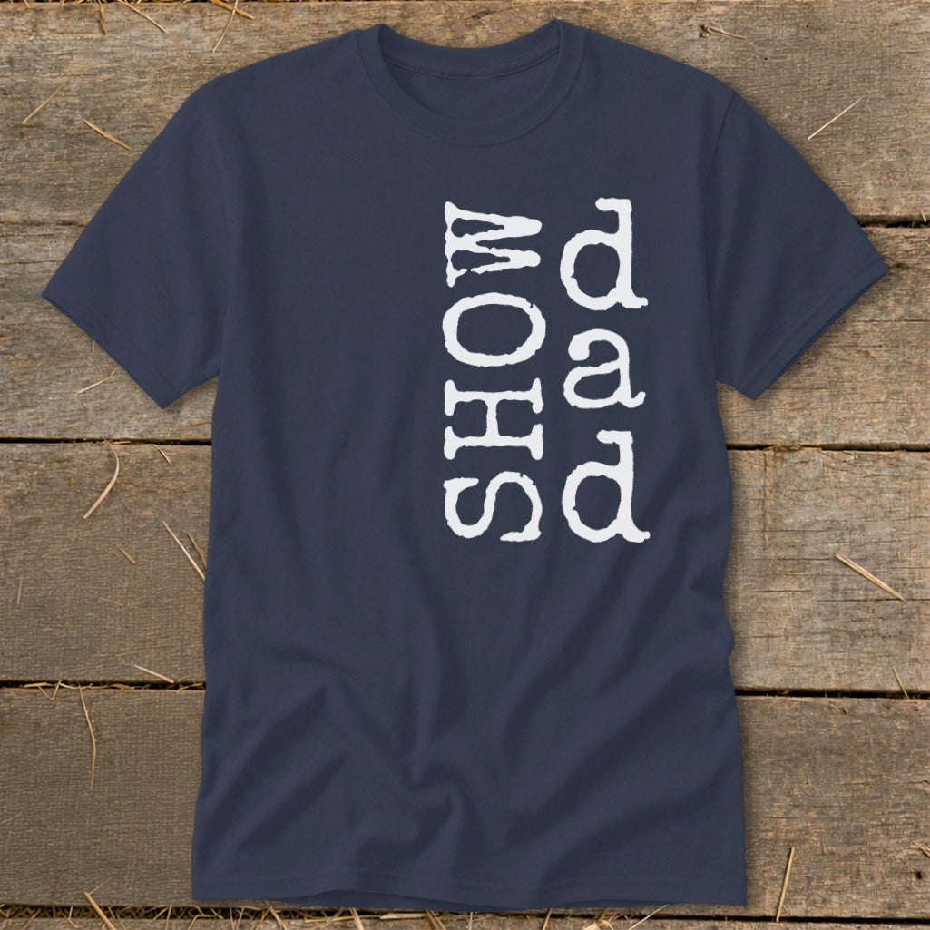 Navy t-shirt with white text "SHOW DAD".