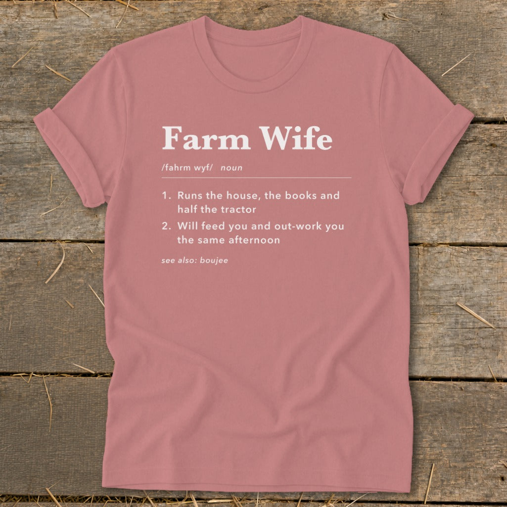 Farm Wife definition shirt with two numbered definitions.